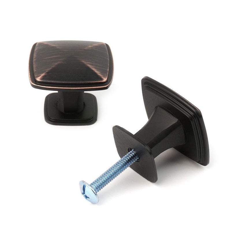 KOOFIZO 10 Pack Oil Rubbed Bronze Cabinet Knobs Bronze Drawer Knobs K02 Square Single Hole Cabinet Pulls for Cabinets Drawer Dresser Cupboard Bedroom Closet Bathroom Vanity - Image 3
